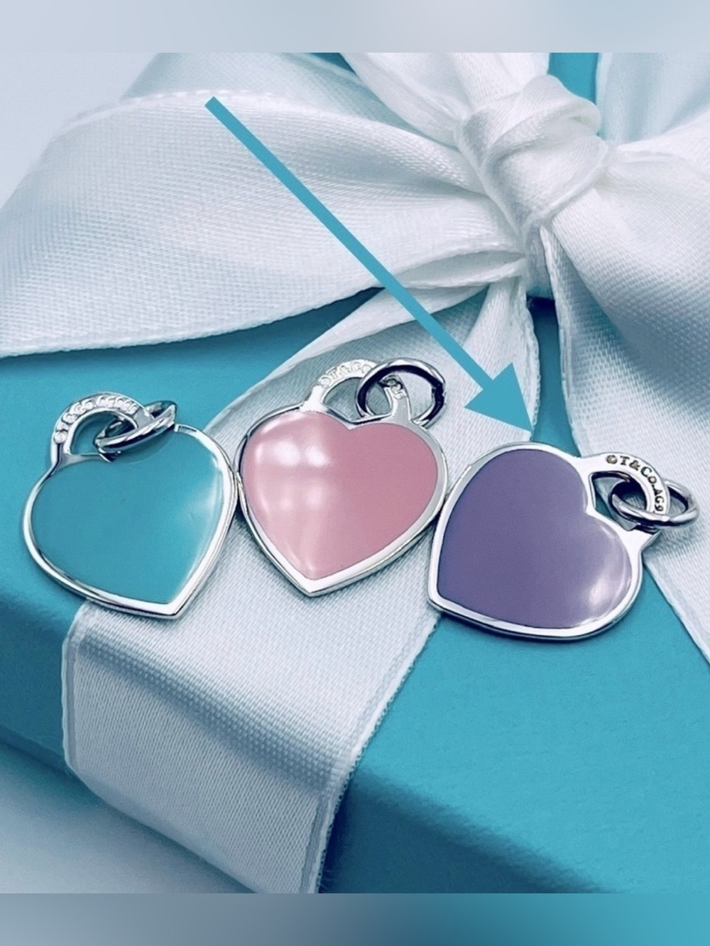 RARE Tiffany & Co. Purple Lavender Enamel Return to Heart Charm with Pouch